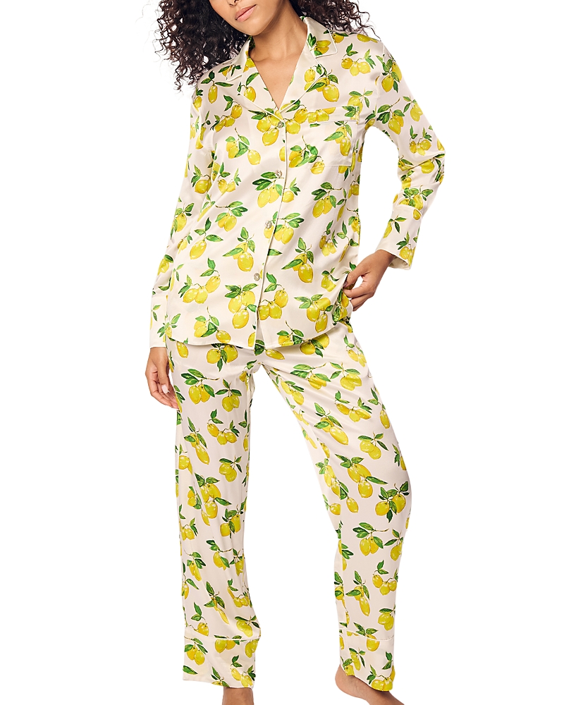 PETITE PLUME AMALFI LEMONS SILK PAJAMA SET