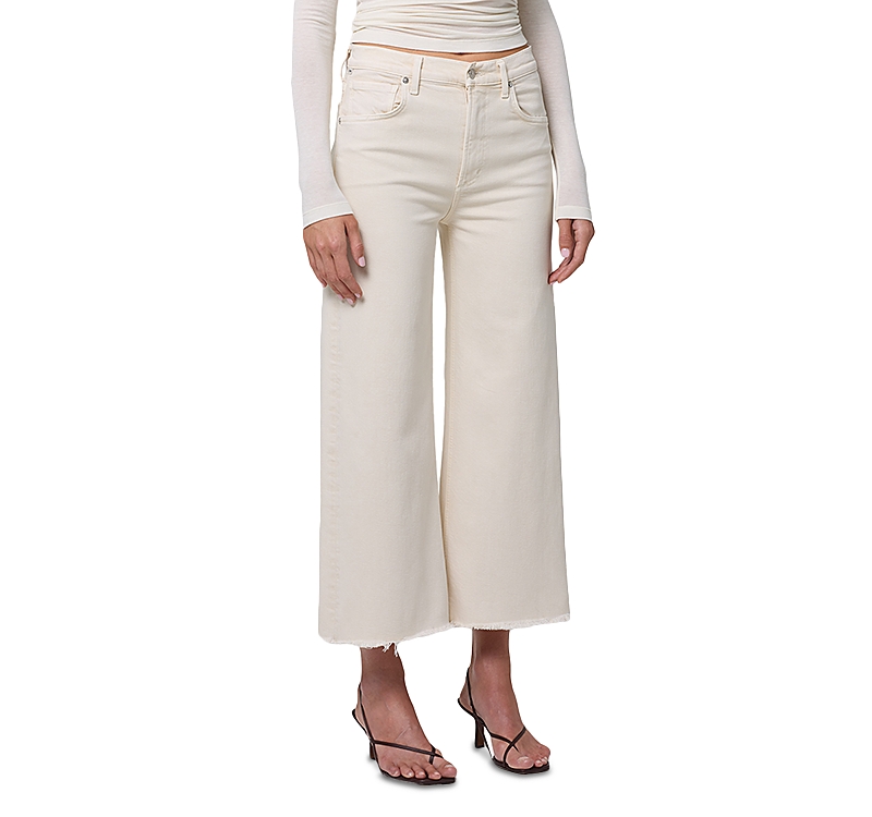 Citizen Of Humanity Citizens Of Humanity Lyra High Rise Crop Wide Leg Jeans In Almondette In White