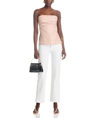 Juni Faux Leather Strapless Bustier Top