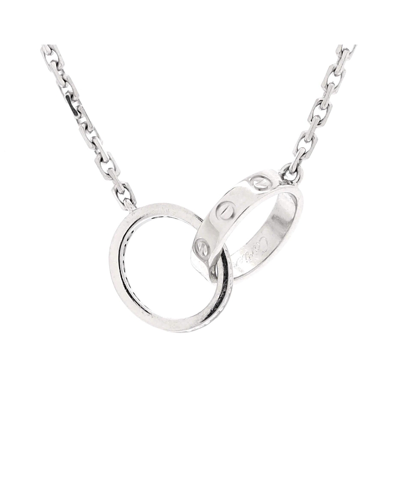 Pre-owned Pre-owned Cartier Cartier Love Interlocking Necklace 18k White Gold And Diamonds