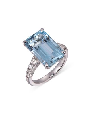 Bloomingdale's Fine Collection Aquamarine & Diamond Statement Ring in 18K White Gold