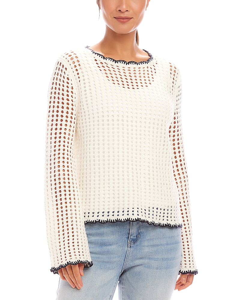 Karen Kane Crochet Crewneck Sweater