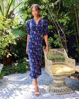 Bias Puff Sleeve Dress