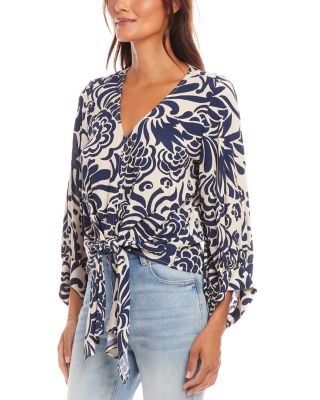 Blouson Sleeve Tie Front Top