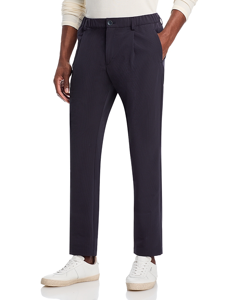 Herno Slim Fit Seersucker Pants In Navy