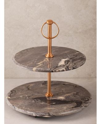 Heavenly Brown Onyx Two-Tier Cake Stand