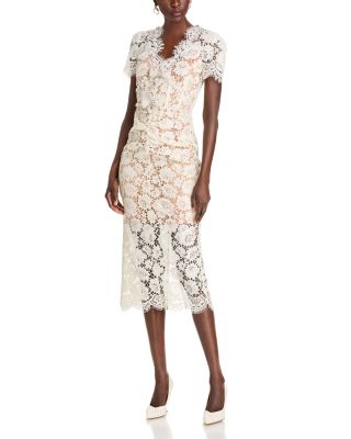 Self-Portrait - Fine Lace Embellished Midi Dress