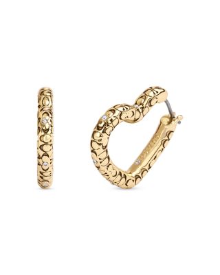 COACH - Signature Quilted Heart Hoop Earrings