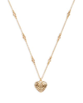 Signature Quilted Heart Pendant Necklace, 16"-18"