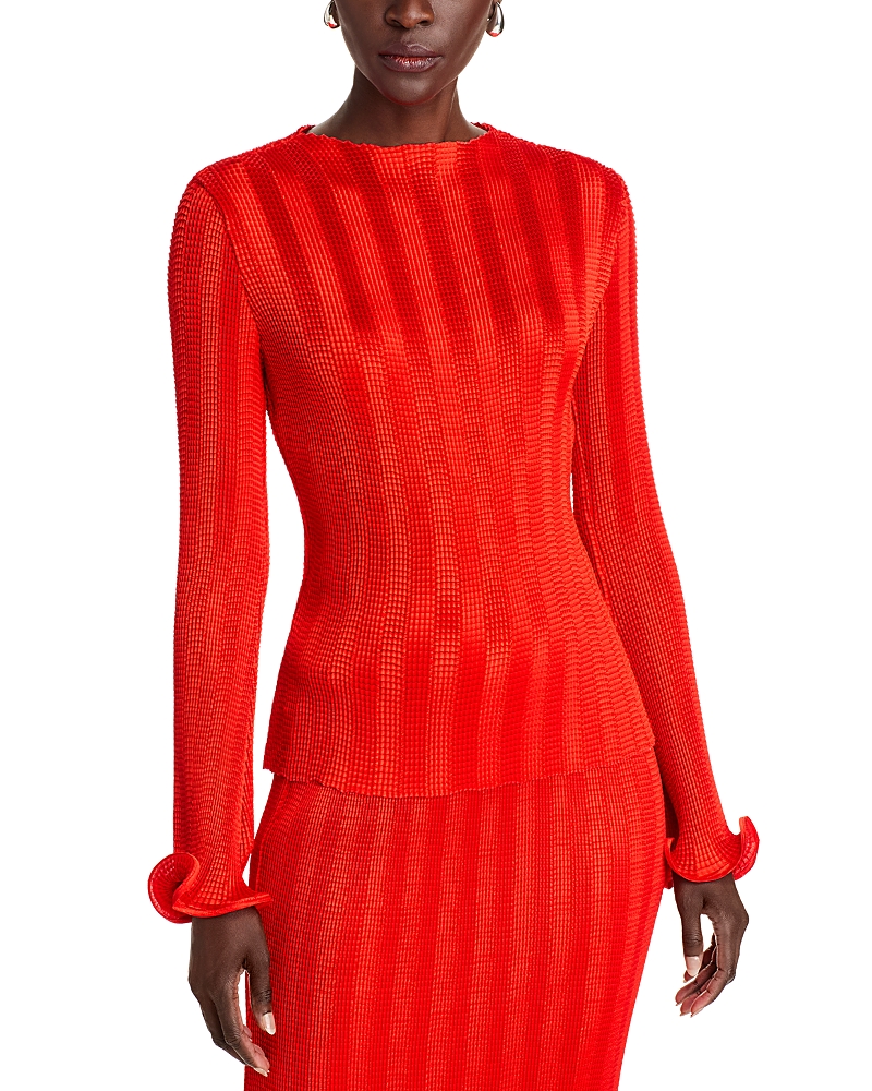 Simkhai Carys Crinkled Satin Top In Fiery Red