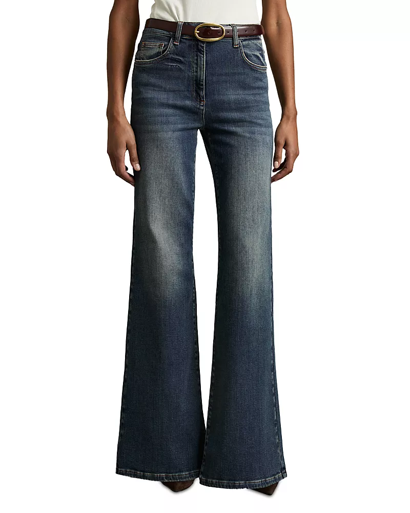 Reiss Bonnie High Rise Flare Leg Jeans