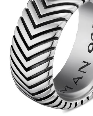 Men's Chevron Band Ring in Sterling Silver, 10mm