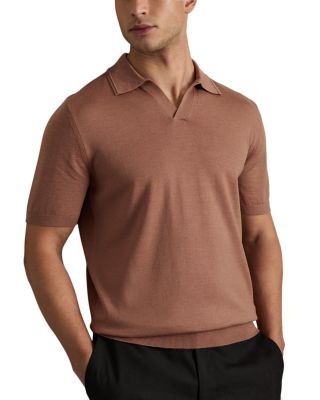 REISS - Duchie Short Sleeve Open Collar Merino Wool Polo