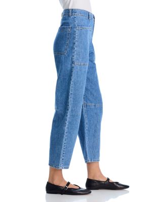 Farah High Rise Curved Knee Jeans in Indigo