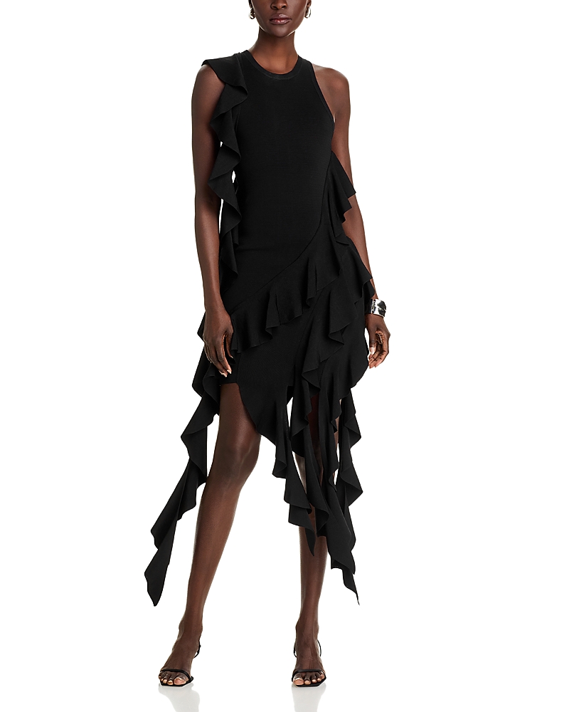 Shop Simkhai Wilda Sleeveless Cascade Dress In Black