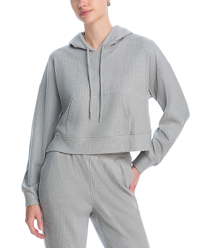 Thrive Societe Aqua Thrive Cropped Hoodie In Heather Gray