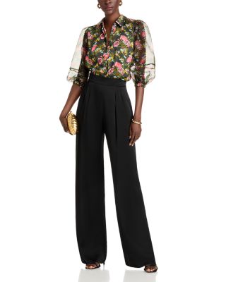 Impressionist Floral Sheer Sleeve Blouse