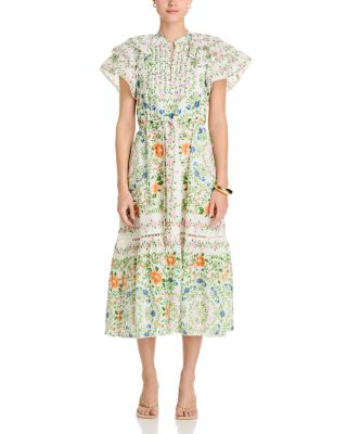 Folk Floral Midi Dress 
