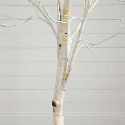 6&#39; Pre Lit Artificial White Birch Tree with 90 White LED Lights