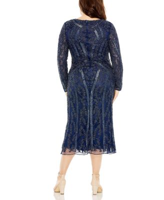  Plus Long Sleeve Embellished Gown