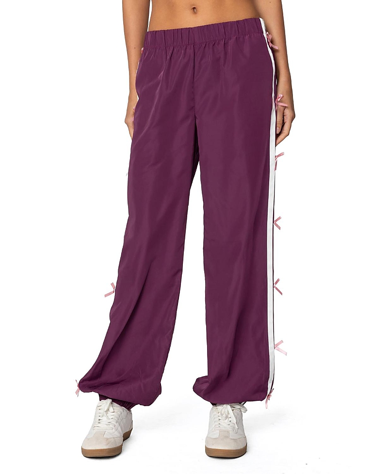EDIKTED BOW STRIPE NYLON TRACK PANTS