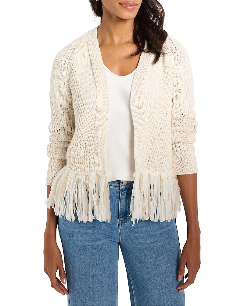 Nic + Zoe Tape Fringe Cardigan In Canvas
