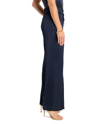 Front Slit Wide Leg Drawstring Pants