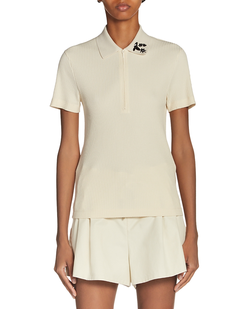 Moncler Short-sleeved Polo Shirt In Cream
