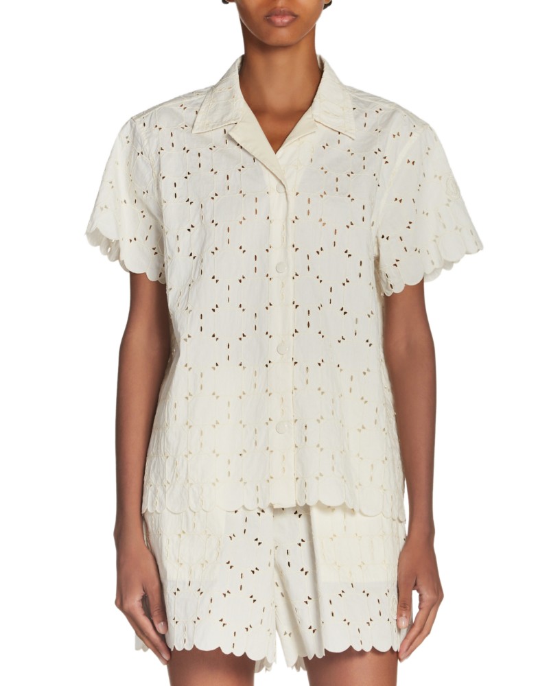 Moncler Eyelet Embroidered Shirt in Natural