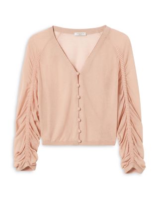 Ruched Sleeve Cropped Cardigan