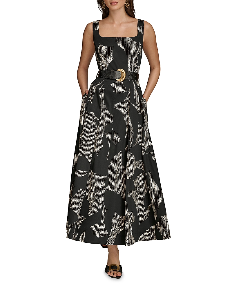 Donna Karan Printed Square Neck Maxi Dress