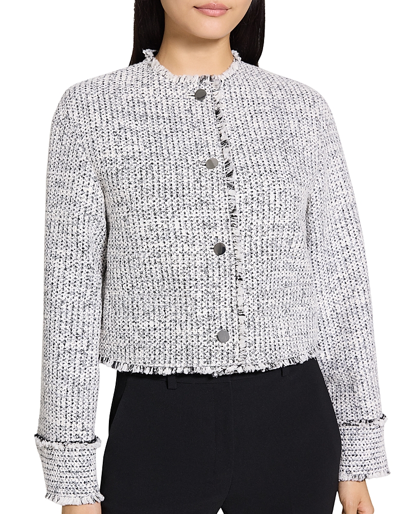 Theory Tailored Tweed Jacket In White Mutli