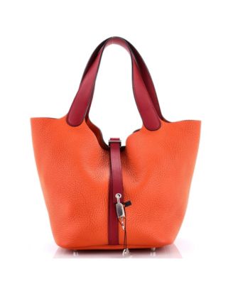Pre-Owned HERMES Mm Bicolor Picotin Lock Bag Clemence with Swift