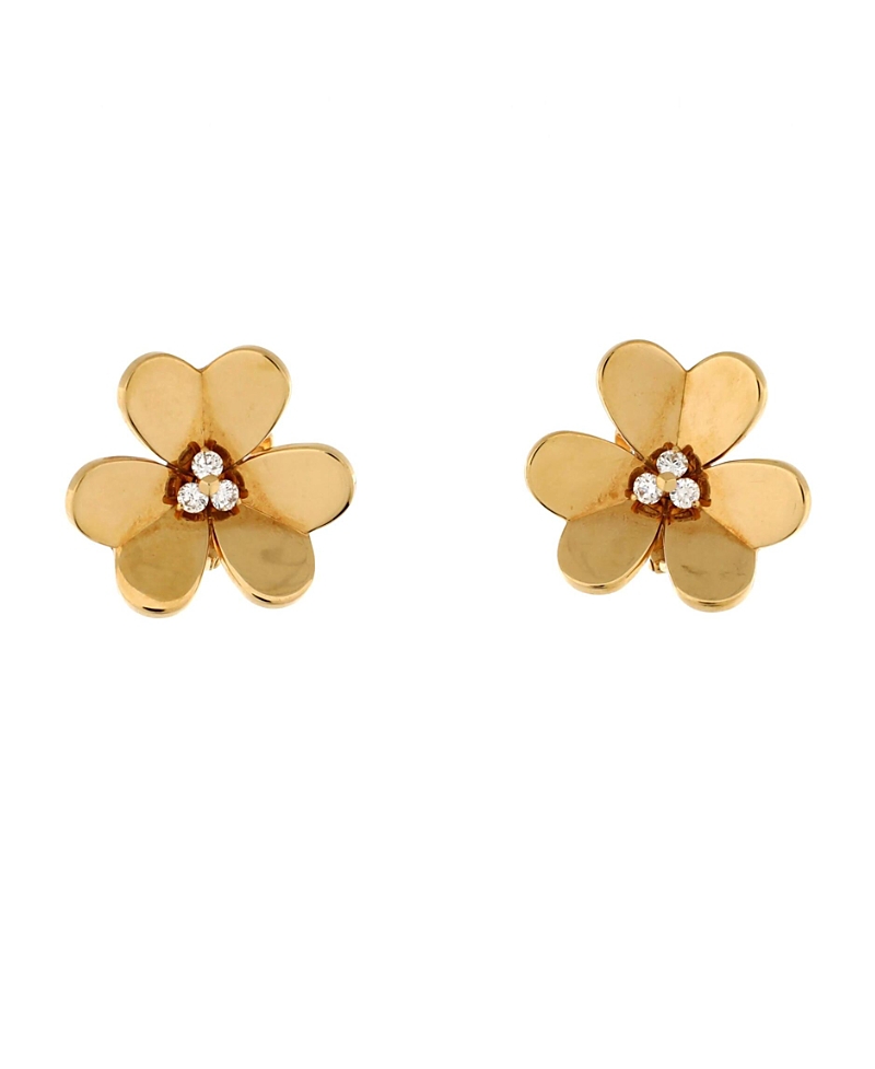 Pre-owned Pre-owned Van Cleef & Arpels Van Cleef & Arpels Large Frivole Stud Earrings 18k Gold With Diamonds
