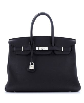 Pre-Owned HERMES Birkin 35 Handbag Black Togo with Palladium Hardware