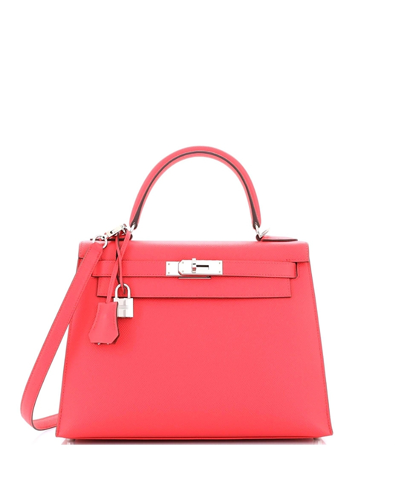 Pre-owned Pre-owned Hermes Hermes Kelly 28 Handbag Pink Epsom With Palladium Hardware In Framboise