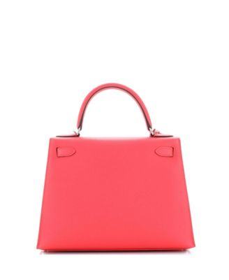 Kelly 28 Handbag Pink Epsom with Palladium Hardware