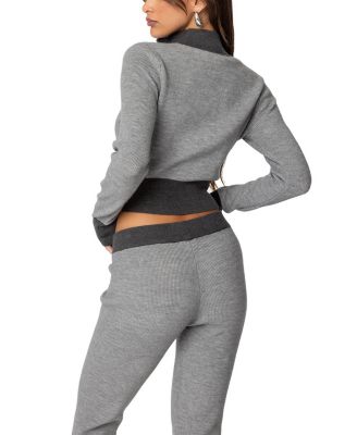 Lei Contrast Half Zip Knit Top