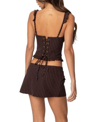 Colleen Ruffled Pinstripe Corset