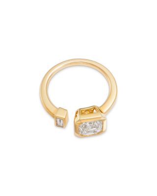 Certified Lab Grown Asscher & Emerald Cut Diamond Open Ring 14K Yellow Gold, 2.05 tcw