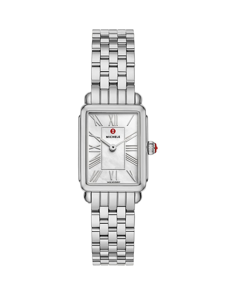 Michele Deco Park Stainless Steel Watch, 23mm X 29mm In Silver/silver