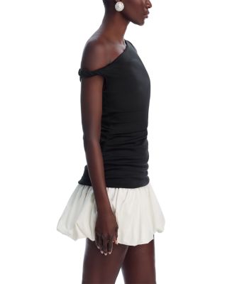 Wesley Mixed Media Bubble Hem Mini Dress