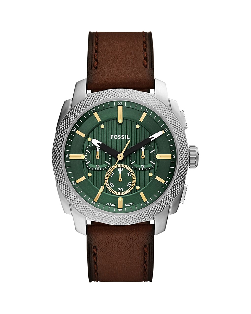Fossil Machine Chronograph Brown Leather Watch, 44mm In Green/brown