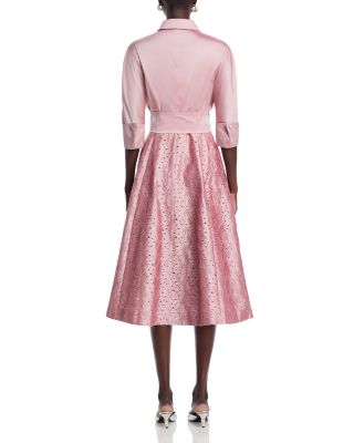 Embroidered Sash Belt Shirt Dress