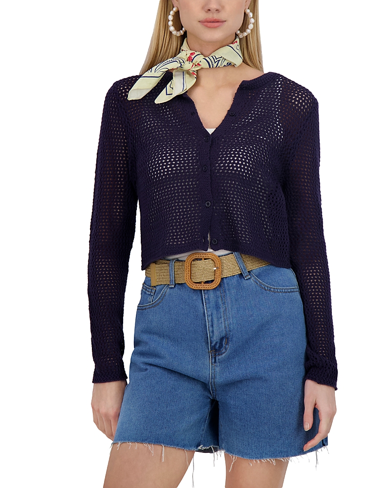 Point Wide Knit Cardigan In Dusk Navy