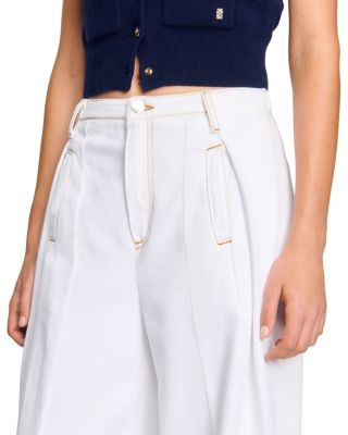 Everly Pleated Wide Leg Jeans in White