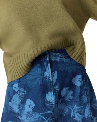 Chalk Print Denim Midi Skirt
