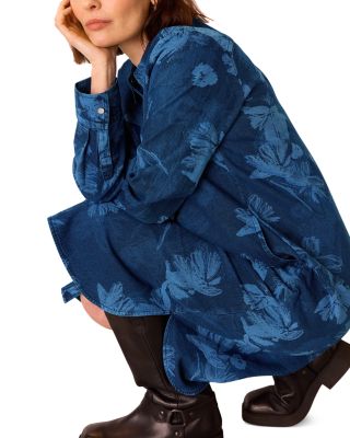 Chalk Print Denim Shirt Dress