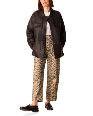 Animal Print Barrel Leg Pants