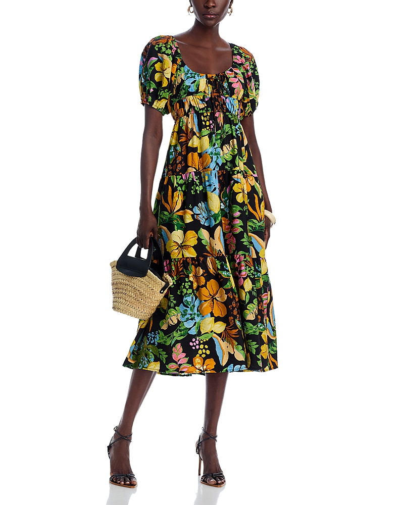 Aqua Floral Midi Dress - Exclusive
